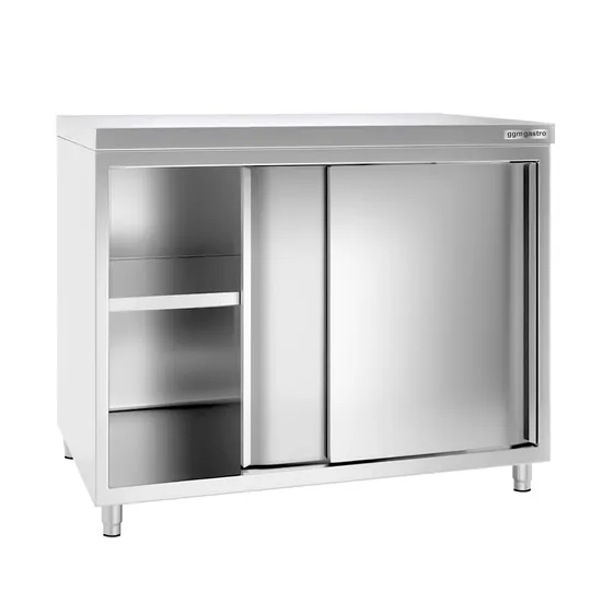 Mesa de trabajo con puerta corredera de cocina comercial con armario