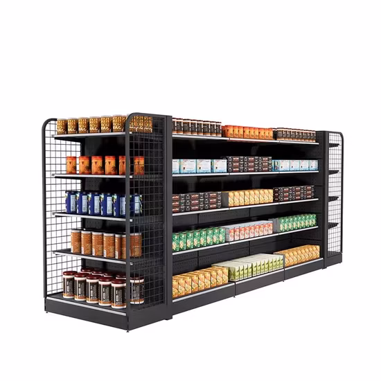 Estante de acero del supermercado del metal de la exhibición al por menor de la góndola de Usded de la tienda del colmado del color elegante moderno