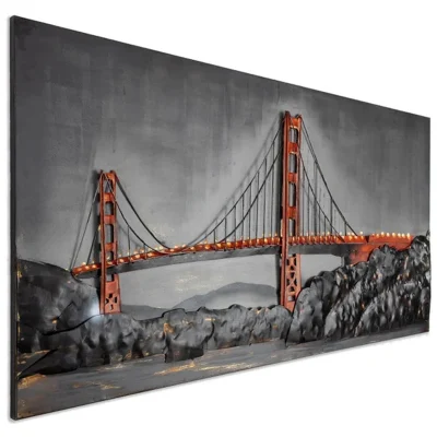 Vancy Arts puente Golden Gate alambre de Metal arte de pared tablero de madera pintura en relieve Metal galvanizado 3D arte de pared de Metal Dropshipping